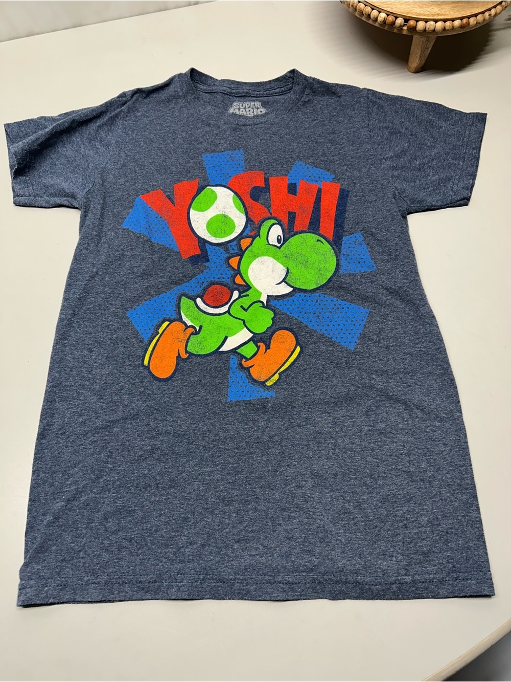 Nintendo Super Mario Tee - Heather Navy with White Print